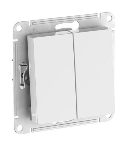Выключатель 2-клавишный Systeme Electric ATLASDESIGN, скрытый монтаж, быстрозажимные клеммы, белый