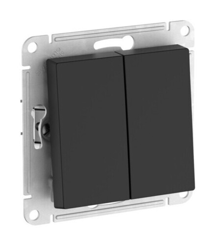 Переключатель 2-клавишный Systeme Electric ATLASDESIGN, скрытый монтаж, быстрозажимные клеммы, карбон