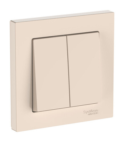 Systeme Electric AtlasDesign Бежевый Выключатель 2-клавишный, сх.5, 10АХ, в сборе, быстрозажим. клем.