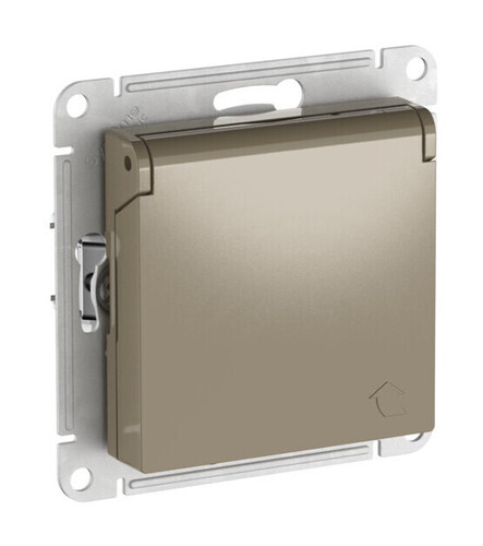 Systeme Electric AtlasDesign Шампань Розетка с заземл. со шторк. с крышкой, 16А,IP20,мех., быстрозажим. клем.