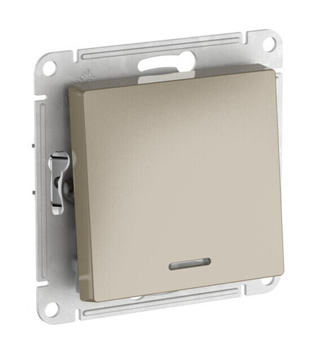 Systeme Electric AtlasDesign Шампань Переключатель 1-кл с подсветкой, сх.6а, 10АХ, мех., быстрозажим. клем.