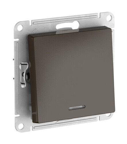 Systeme Electric AtlasDesign Мокко Переключатель 1-кл с подсветкой, сх.6а, 10АХ, мех., быстрозажим. клем.