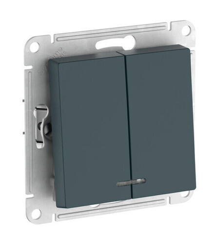 Systeme Electric AtlasDesign Изумруд Выключатель 2-клавишный с подсвет.,сх.5а, 10АХ,мех., быстрозажим. клем.