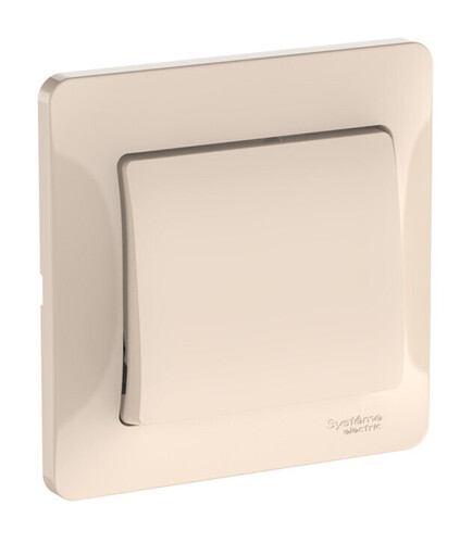 Systeme Electric Glossa Бежевый Выключатель 1-клавишный, сх.1, 10АХ, в сборе, быстрозажим. клем.