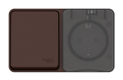 Systeme Electric Atlas Design Profi54 Наруж Коричневый Блок: Роз. з/к со шт. 16А, Выкл. 1-клав.10А