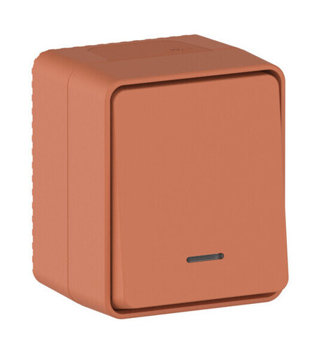 Systeme Electric Atlas Design Profi54 Наруж Терракотовый Выключатель 1-клавишный с подсветкой 10 АХ