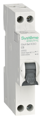 Systeme Electric City9 АВДТ 1П+Н C6 4500A 30мА AC 18мм