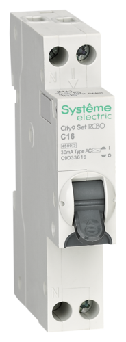 Systeme Electric City9 АВДТ 1П+Н C16 4500A 30мА AC 18мм