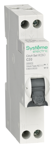 Systeme Electric City9 АВДТ 1П+Н C20 4500A 30мА AC 18мм