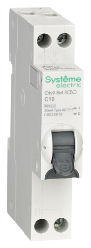 Systeme Electric City9 АВДТ 1П+Н C10 6000A 30мА AC 18мм