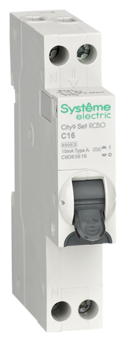 Systeme Electric City9 АВДТ 1П+Н C16 6000A 10мА A 18мм