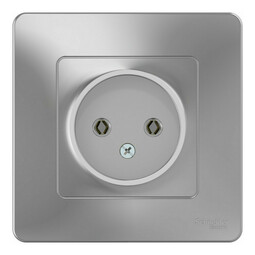 Розетка Systeme Electric BLANCA, скрытый монтаж, без заземления, алюминий