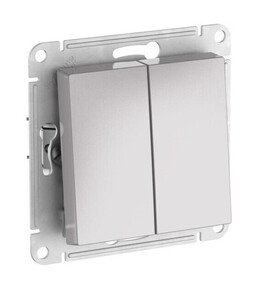 Systeme Electric AtlasDesign Алюминий Выключатель 2-клавишный, сх.5, 10АХ, мех., быстрозажим. клем.