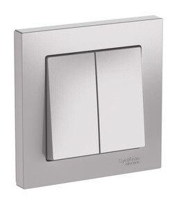 Systeme Electric AtlasDesign Алюминий Выключатель 2-клавишный, сх.5, 10АХ, в сборе, быстрозажим. клем.