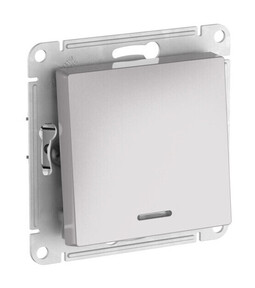 Systeme Electric AtlasDesign Алюминий Переключатель 1-кл с подсветкой, сх.6а, 10АХ, мех., быстрозажим. клем.