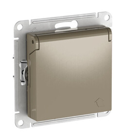 Systeme Electric AtlasDesign Шампань Розетка с заземл. со шторк. с крышкой, 16А,IP20,мех., быстрозажим. клем.