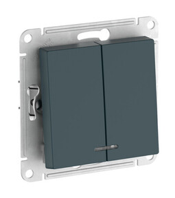 Systeme Electric AtlasDesign Изумруд Выключатель 2-клавишный с подсвет.,сх.5а, 10АХ,мех., быстрозажим. клем.