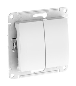 Systeme Electric Glossa Белый Переключатель 2-клавишный, сх.6/2, 10АХ, мех., быстрозажим. клем.