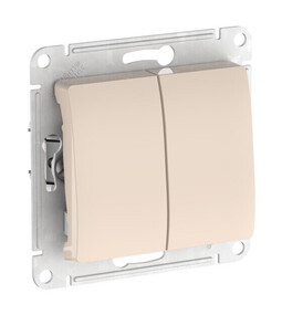 Systeme Electric Glossa Бежевый Выключатель 2-клавишный, сх.5, 10АХ, мех., быстрозажим. клем.