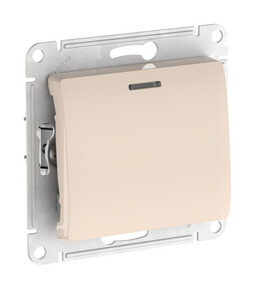 Systeme Electric Glossa Бежевый Переключатель 1-клавишный с подсвет.,сх.6а, 10АХ, мех., быстрозажим. клем.