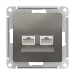 Розетка компьютерная 2xRJ45 Cat.6 Systeme Electric ATLASDESIGN, скрытый монтаж, сталь
