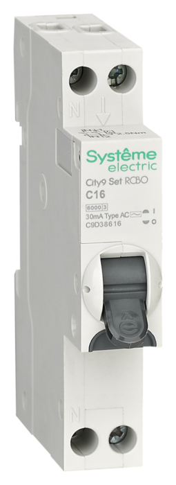 Systeme Electric City9 АВДТ 1П+Н C16 6000A 30мА AC 18мм