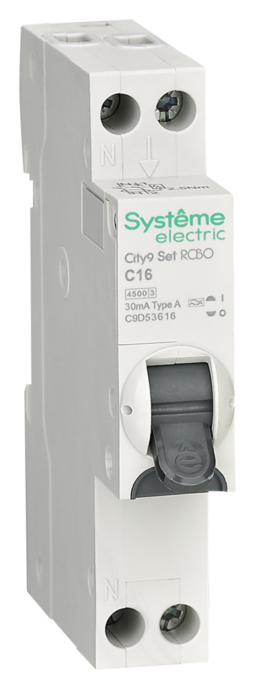 Systeme Electric City9 АВДТ 1П+Н C16 4500A 30мА A 18мм