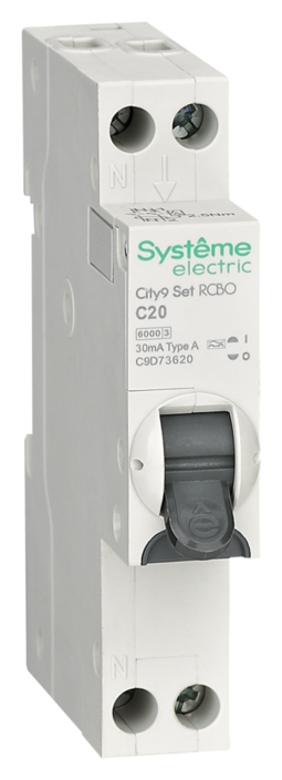 Systeme Electric City9 АВДТ 1П+Н C20 6000A 30мА A 18мм